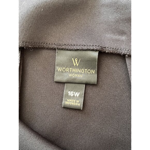 Worthington Woman Black Pencil Skirt Size 16W Polyester/Spandex Midi Zipper - Picture 3 of 6
